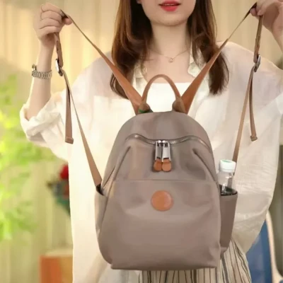 New Hot Women's Backpacks Designer High Quality Soft Nylon Simple Fashion Bag(Grey)