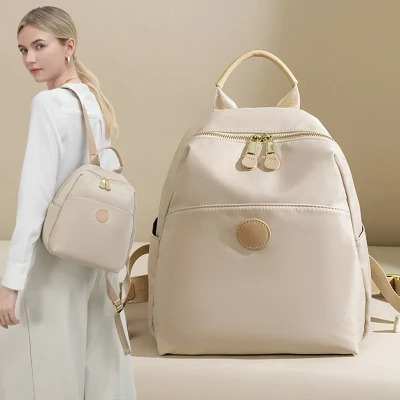 New Hot Women's Backpacks Designer High Quality Soft Nylon Simple Fashion Bag(White)