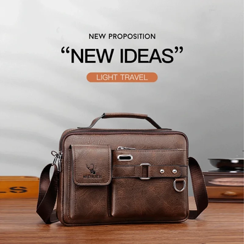 Men's Pu Leather Shoulder Bag (Chocolate color)
