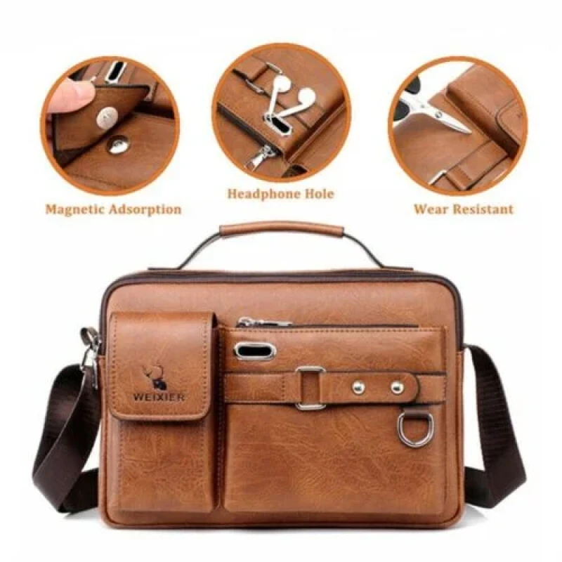 Men's Pu Leather Shoulder Bag (brown shape)