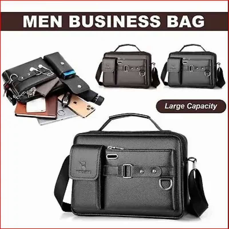 Men's Pu Leather Shoulder Bag (Black shape)