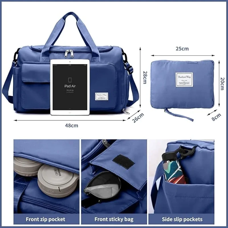 Large Capacity Travel & Gym Bag Blue