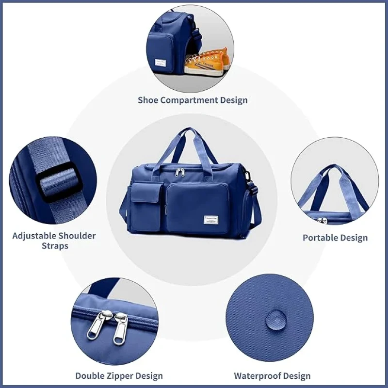 Large Capacity Travel & Gym Bag Blue