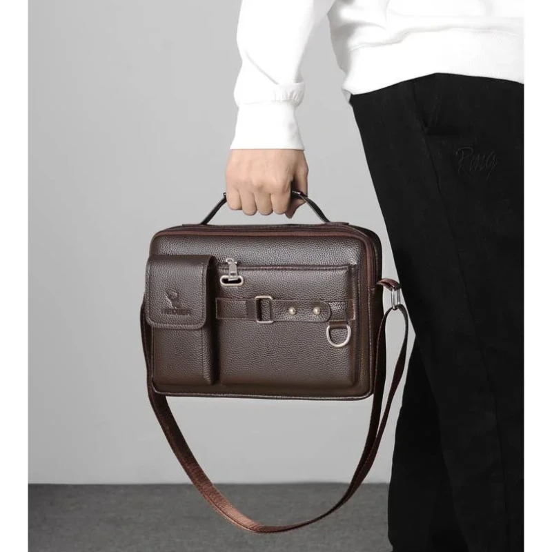 Men's Pu Leather Shoulder Bag (Chocolate color)
