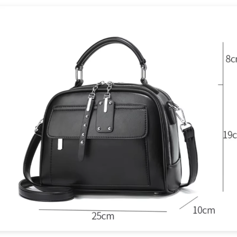 High end ladies' handbag multi-layer large capacity commuting bag(Black)