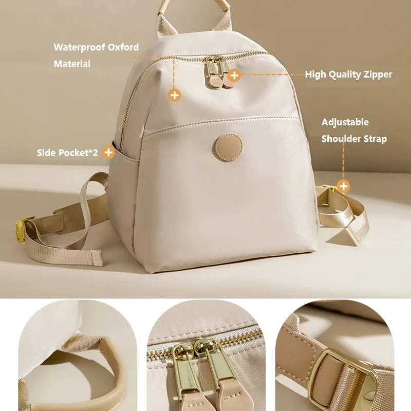 New Hot Women's Backpacks Designer High Quality Soft Nylon Simple Fashion Bag(White)