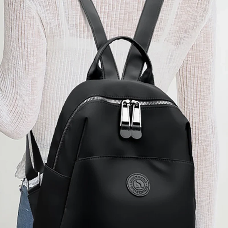 New Hot Women's Backpacks Designer High Quality Soft Nylon Simple Fashion Bag(Black)