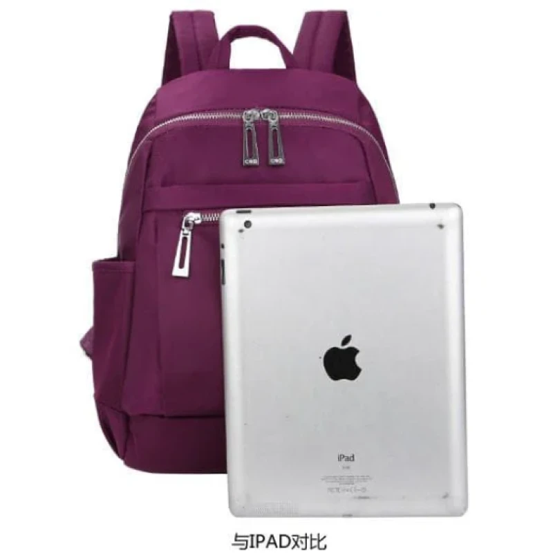 Nylon Backpack Durable Waterproof Casual Shoulder Bag (purple Color)