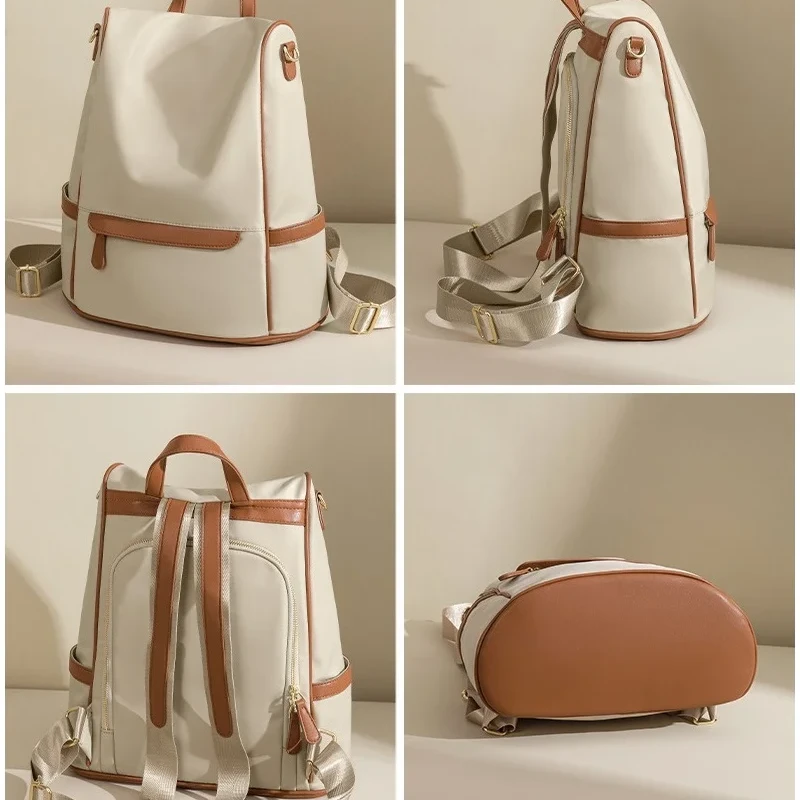 New Design Women Backpack Nylon Waterproof Anti-Theft Travel Bagpack(Apricot)