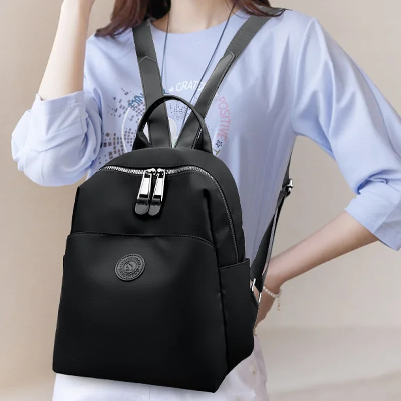 New Hot Women's Backpacks Designer High Quality Soft Nylon Simple Fashion Bag(Black)